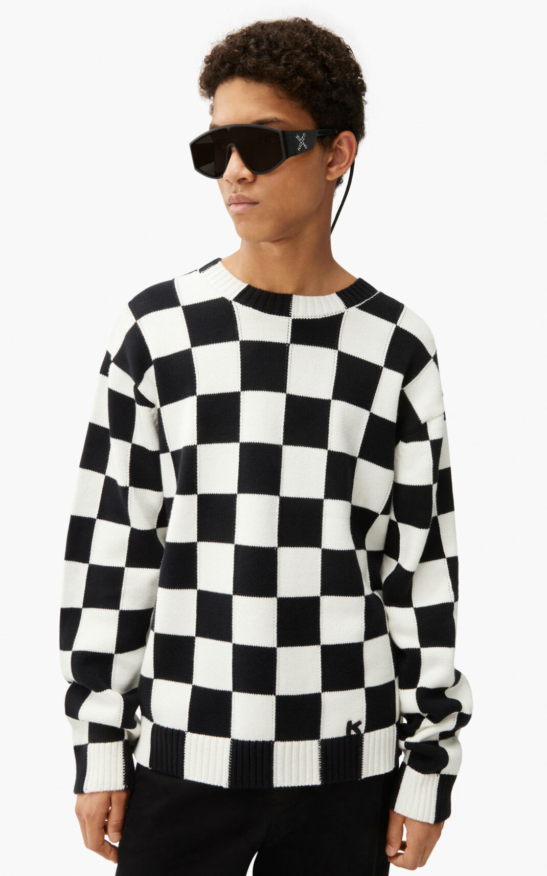 Kenzo Checked Jerseys Hombre Blancas | 4329570-RO